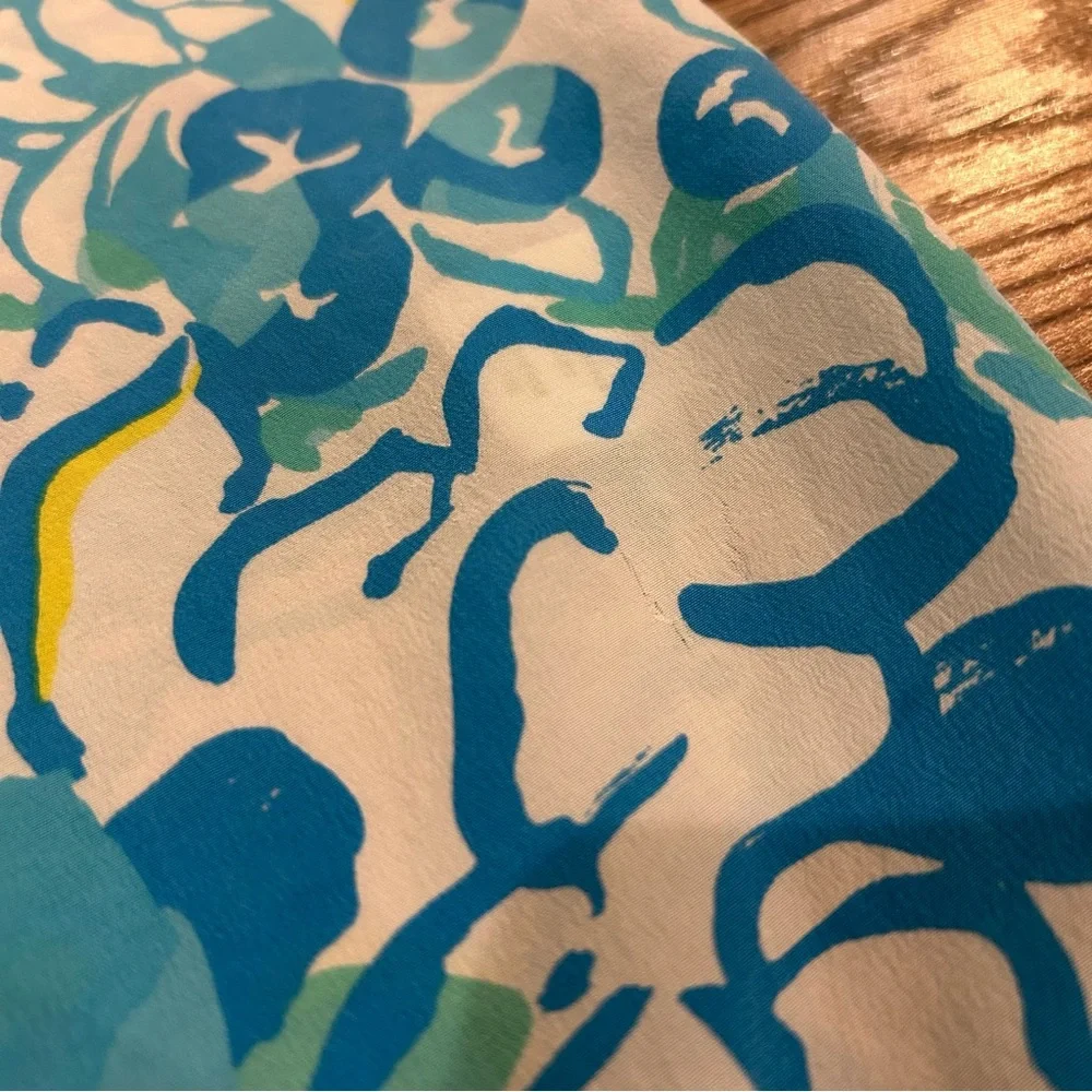 Lilly Pulitzer Dahlia Silk Tank Top Blue/White/Yellow Medium - Picture 8 of 11